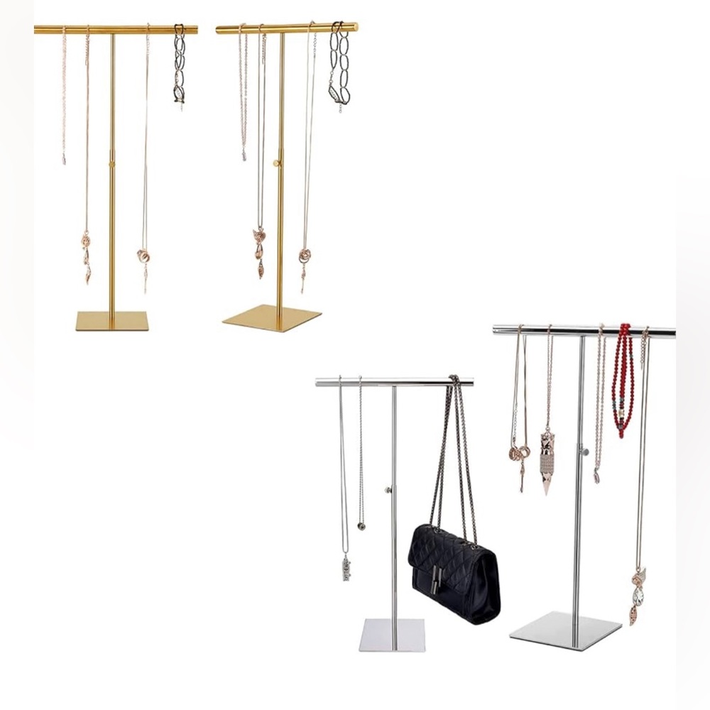 SHUNKAIZS Handbag Purse Metal Display Stand, 2 Pieces of Adjustable Height